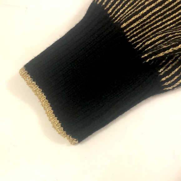 Nine West XXL Sweater Black Gold Stripe V-neck Long Sleeve Brand New Condition - Picture 6 of 8